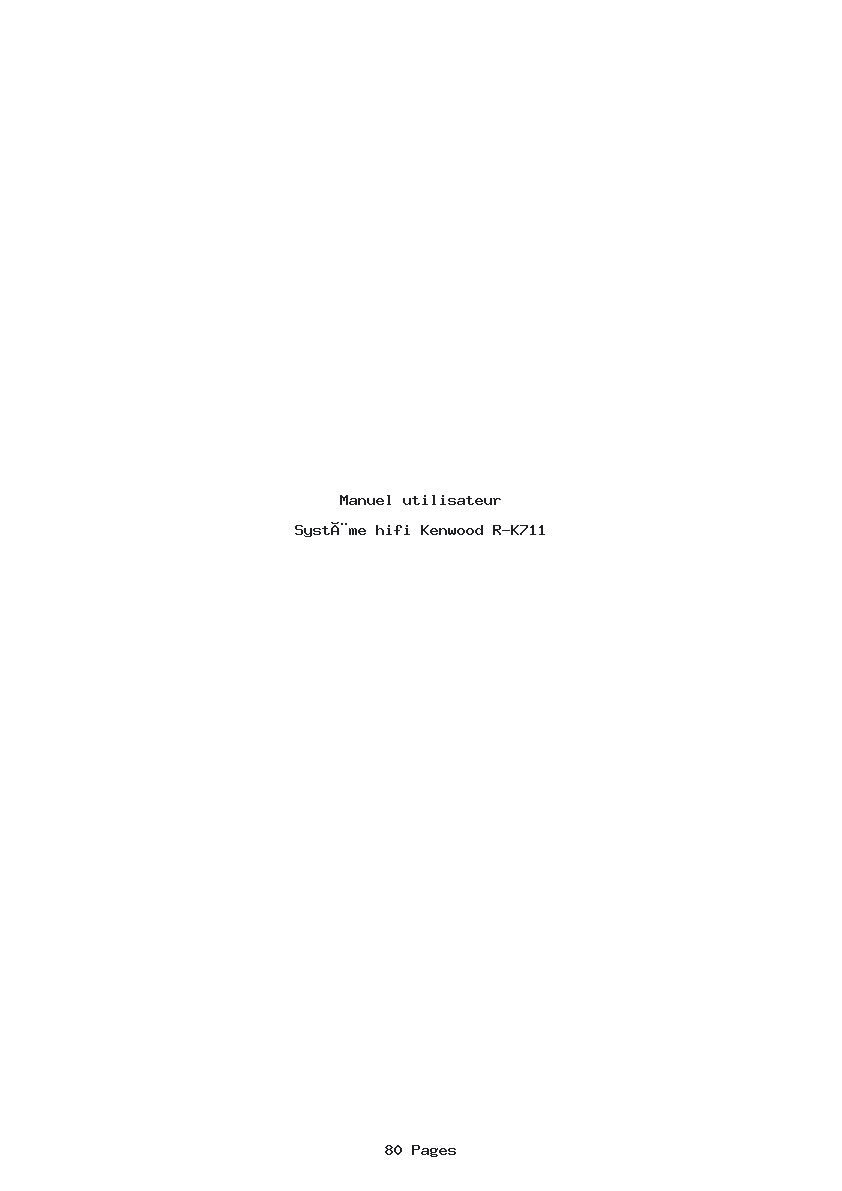 Page 1 de la notice Manuel utilisateur Kenwood R-K711