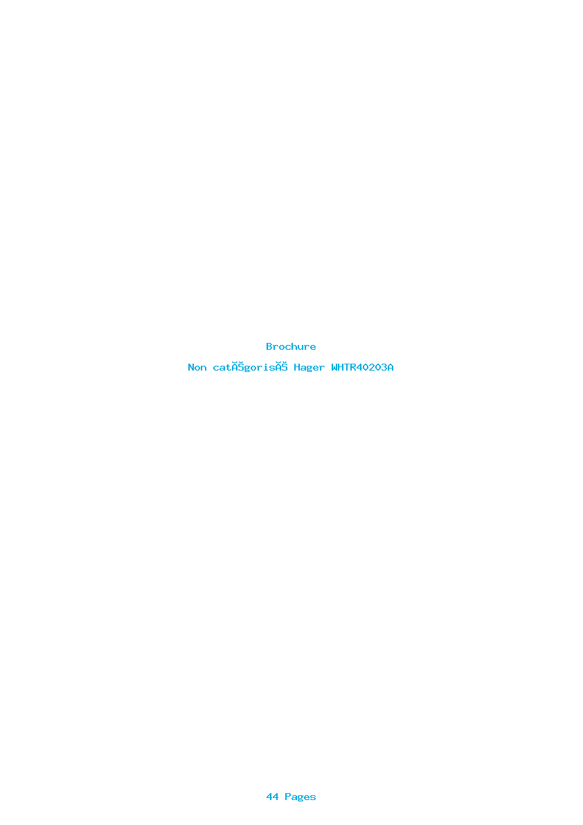 Page 1 de la notice Brochure Hager WHTR40203A