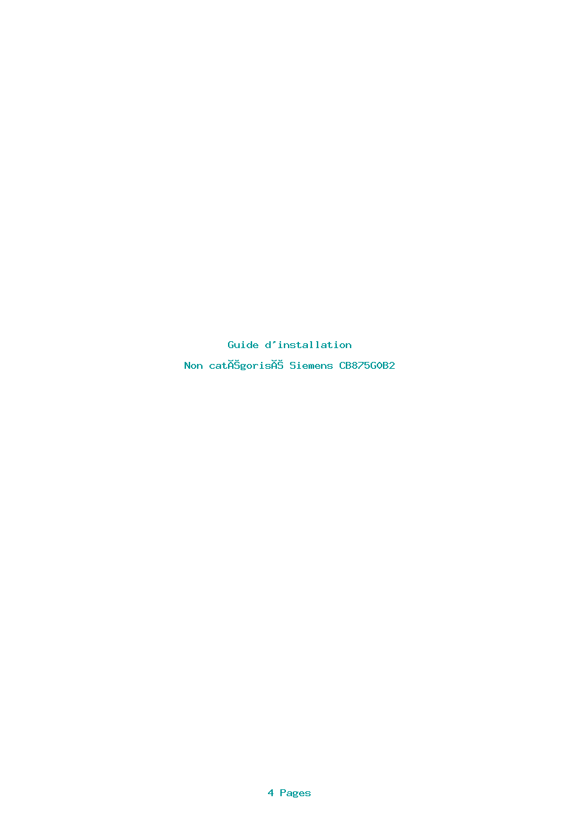 Page 1 de la notice Guide d'installation Siemens CB875G0B2