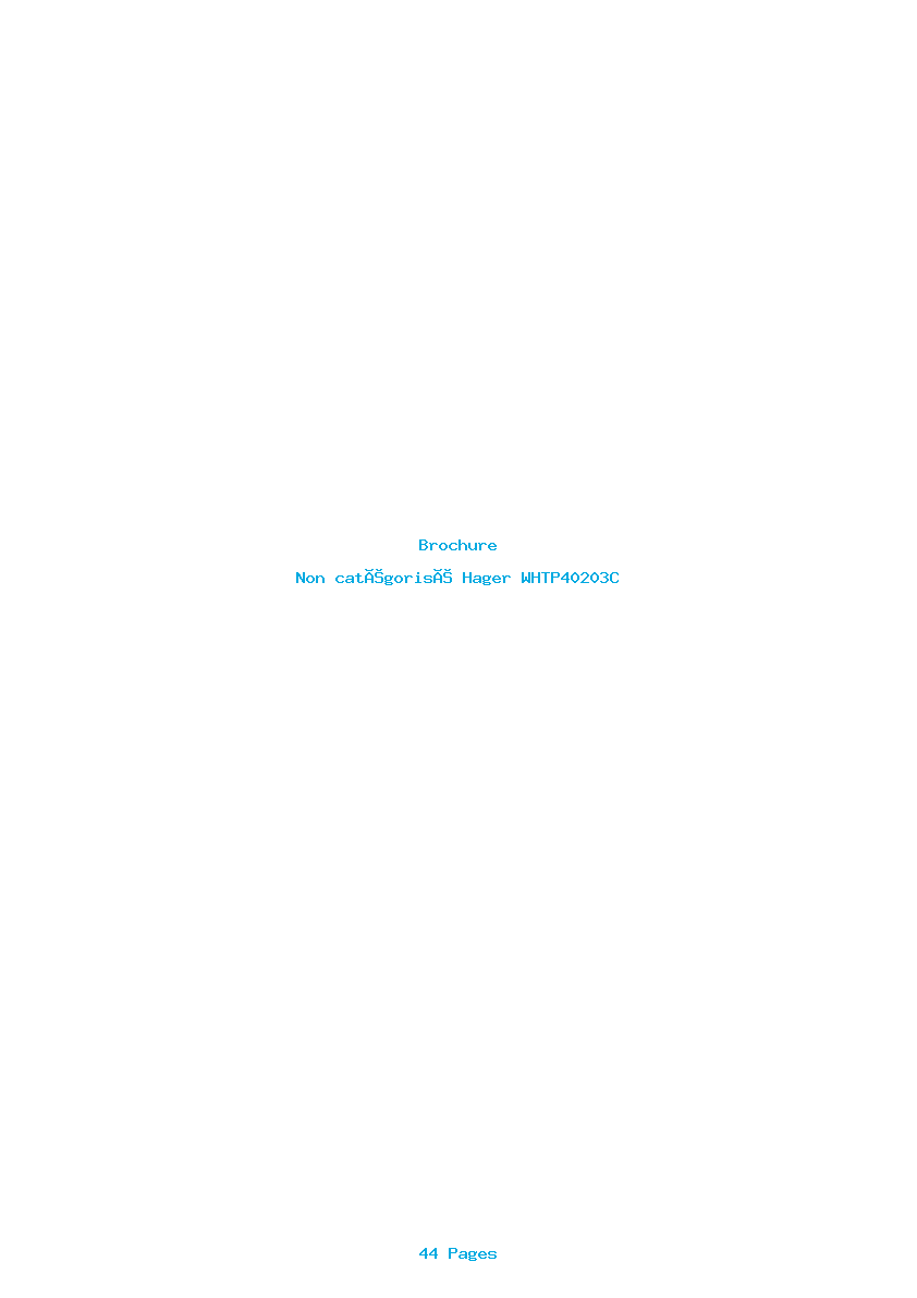 Page 1 de la notice Brochure Hager WHTP40203C