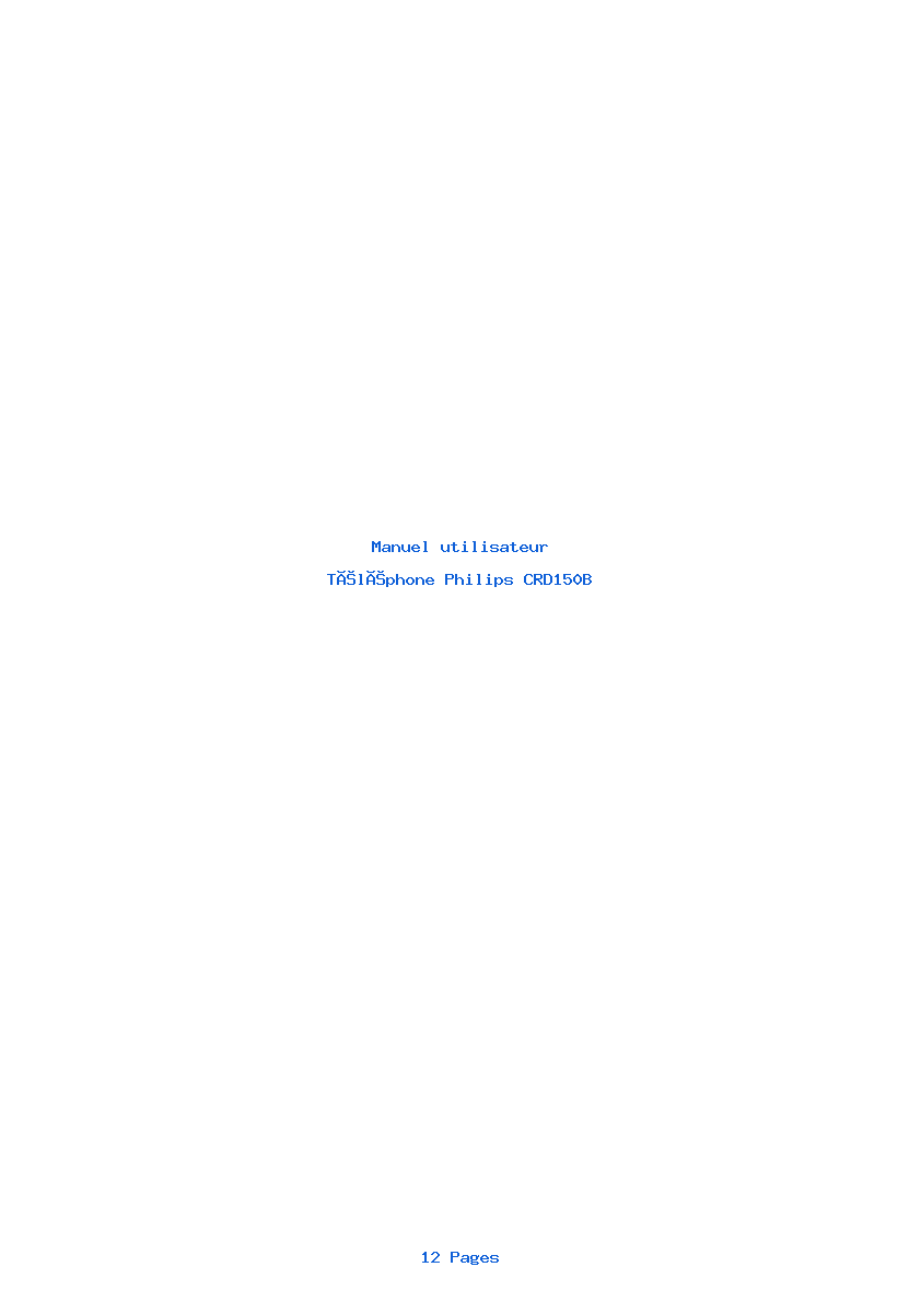 Page 1 de la notice Manuel utilisateur Philips CRD150B