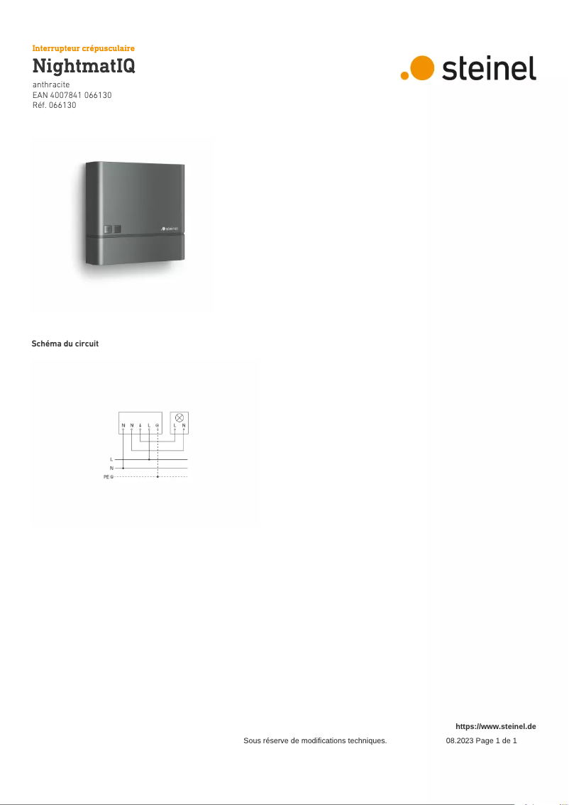 Página 1 del manual Diagrama de cableado Steinel NightmatIQ