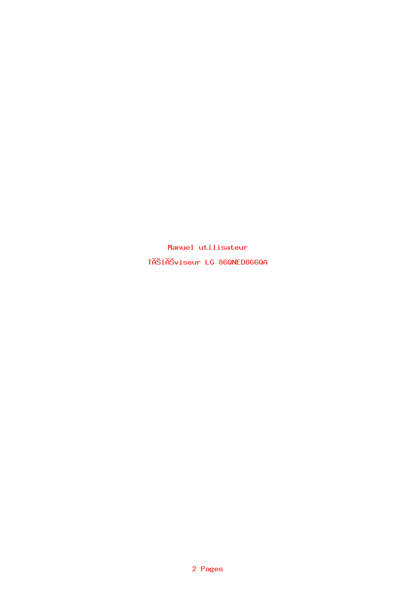 Page 1 de la notice Manuel utilisateur LG 86QNED866QA