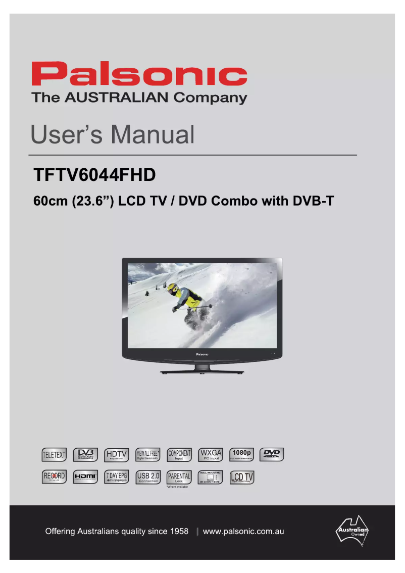 Page 1 de la notice Manuel utilisateur Palsonic TFTV6044FHD