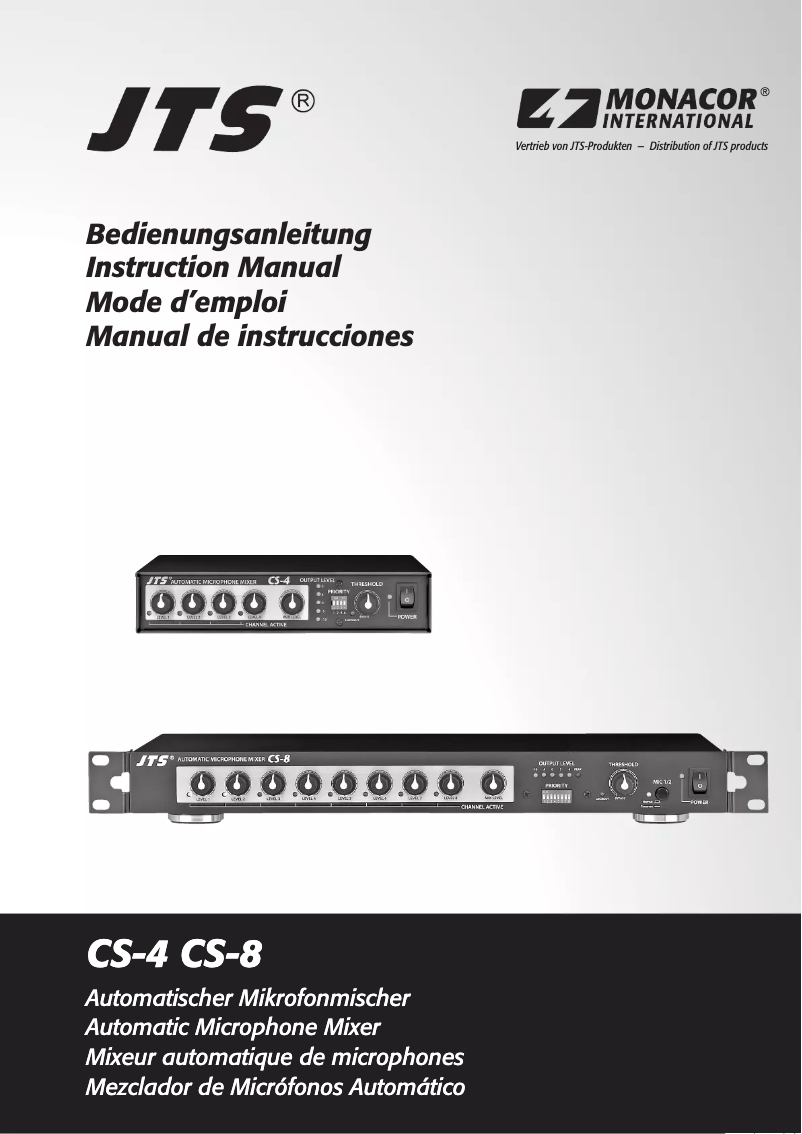 Page 1 de la notice Manuel utilisateur JTS CS-8