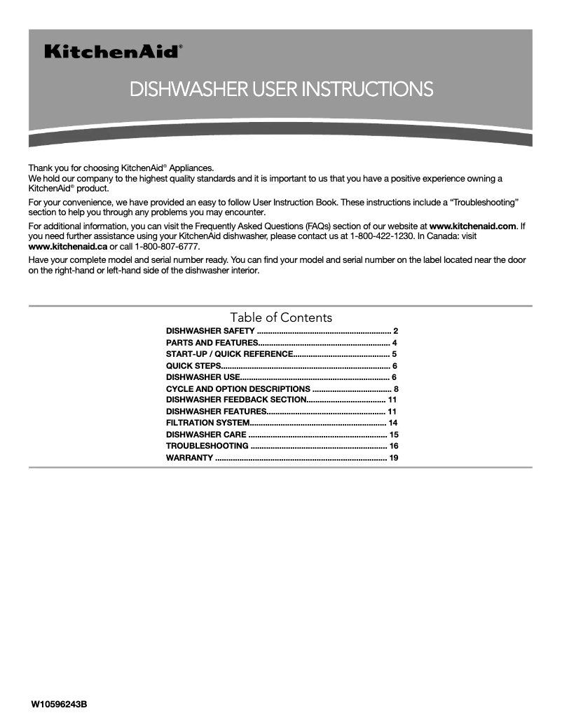 Page 1 de la notice Manuel utilisateur KitchenAid KDFE454CSS