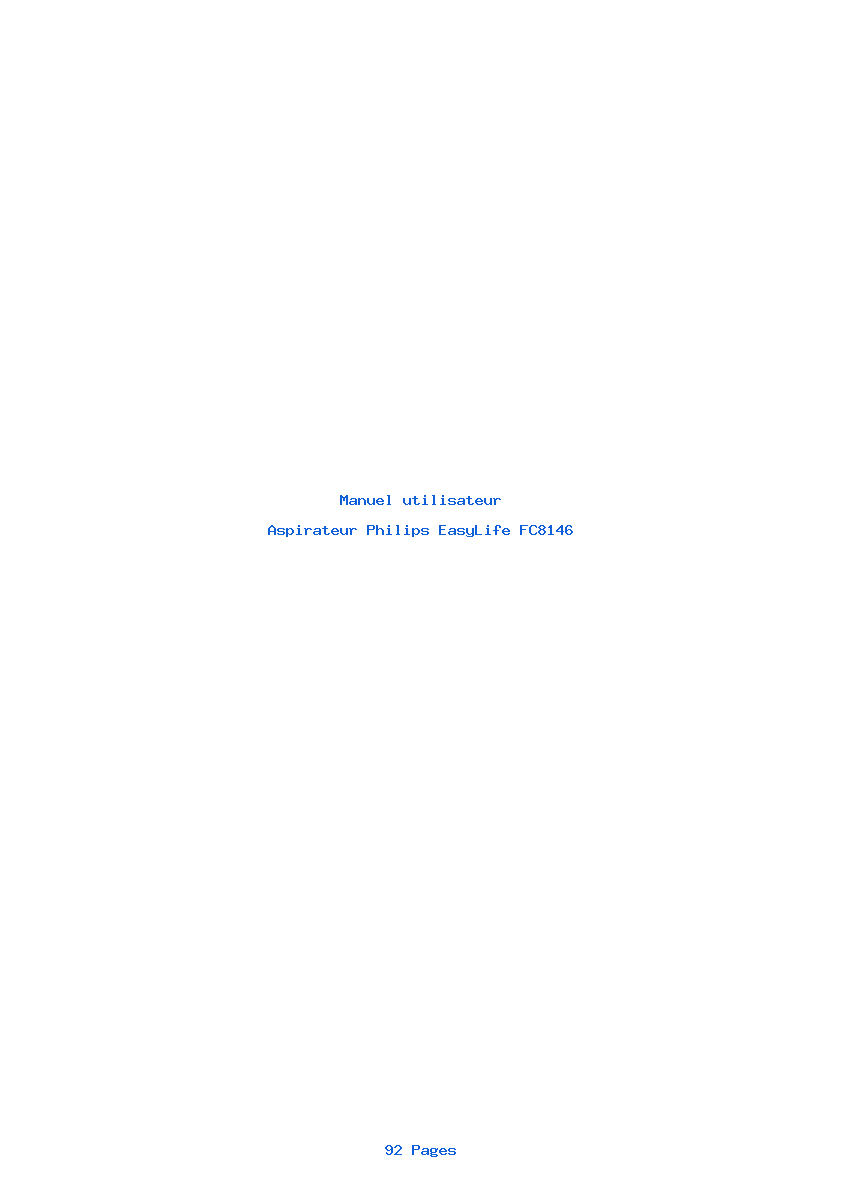 Page 1 de la notice Manuel utilisateur Philips EasyLife FC8146