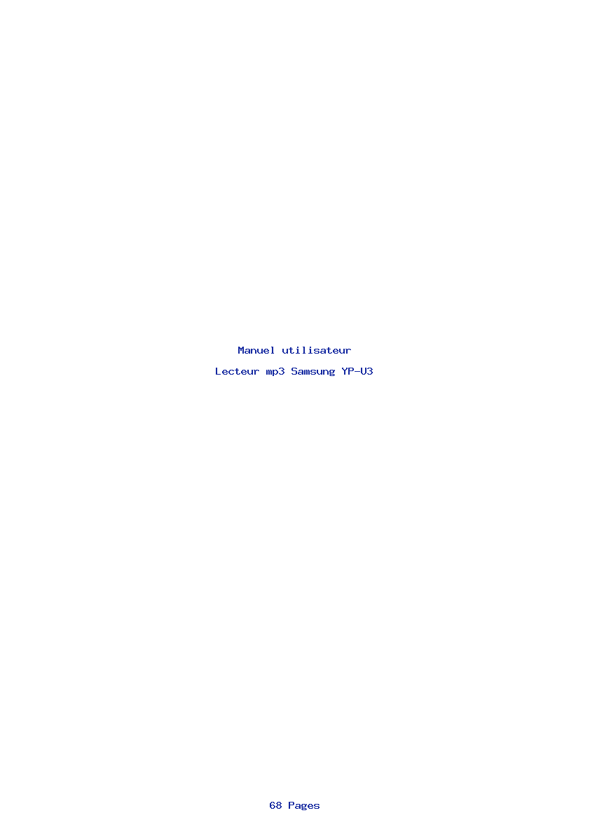 Page 1 de la notice Manuel utilisateur Samsung YP-U3
