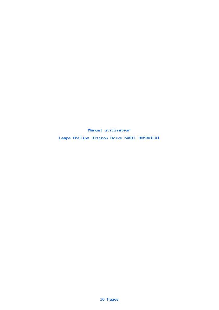 Page 1 de la notice Manuel utilisateur Philips Ultinon Drive 5001L UD5001LX1