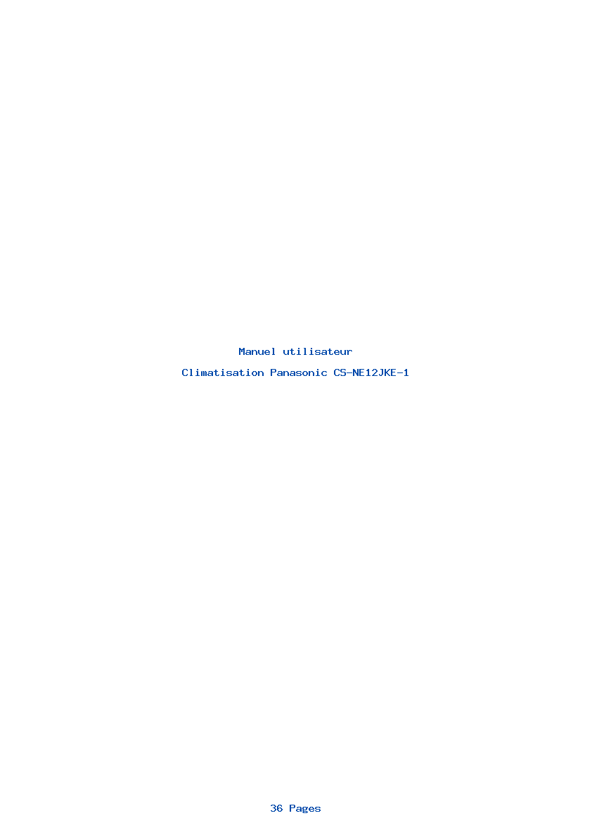 Page 1 de la notice Manuel utilisateur Panasonic CS-NE12JKE-1