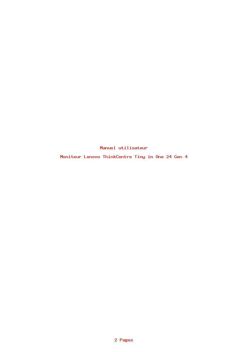 Page 1 de la notice Manuel utilisateur Lenovo ThinkCentre Tiny in One 24 Gen 4