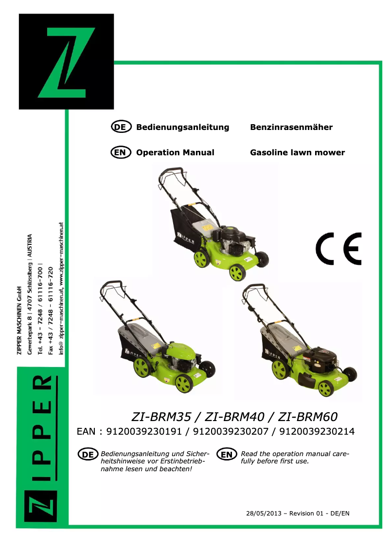 Page 1 de la notice Manuel utilisateur Zipper ZI-BRM40