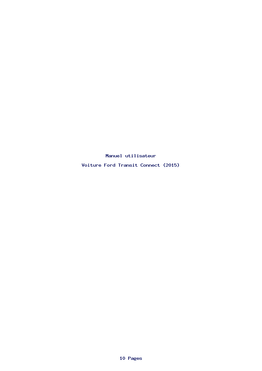 Page 1 de la notice Manuel utilisateur Ford Transit Connect (2015)