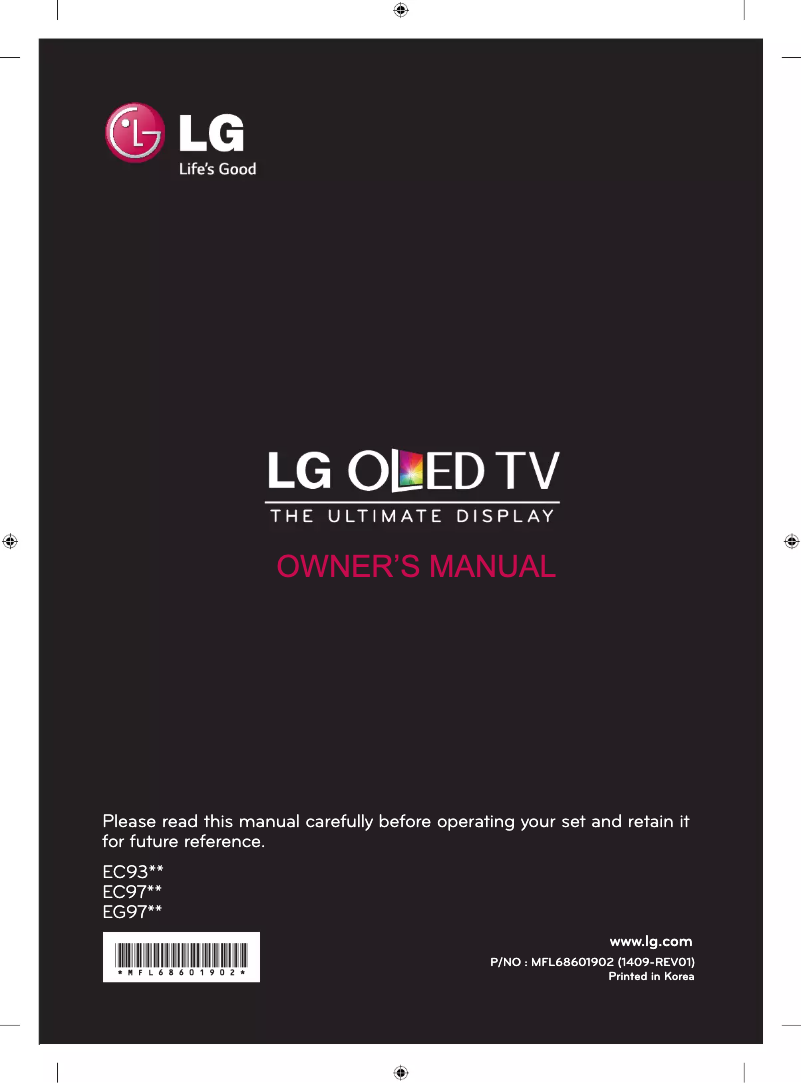 Page 1 de la notice Manuel utilisateur LG 65EC970T