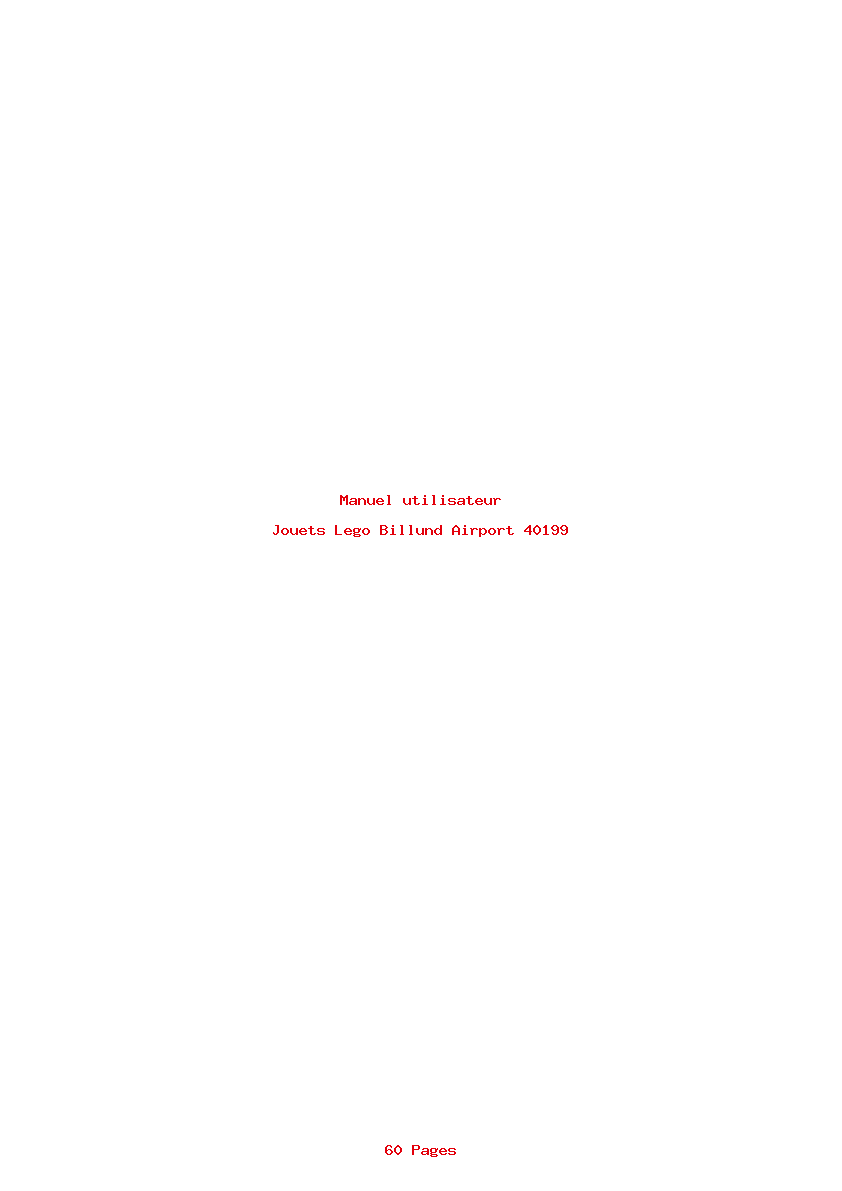 Page 1 de la notice Manuel utilisateur Lego Billund Airport 40199