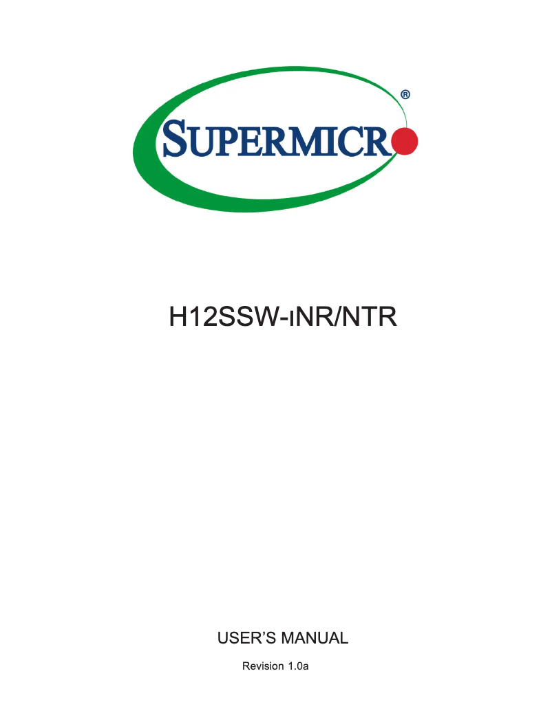Page 1 de la notice Manuel utilisateur Supermicro H12SSW-NTR