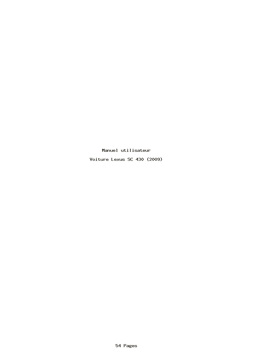 Page 1 de la notice Manuel utilisateur Lexus SC 430 (2009)