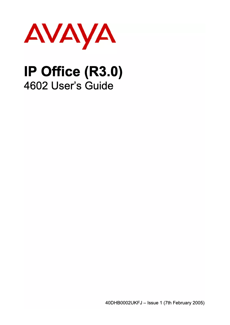 Page 1 de la notice Manuel utilisateur Avaya 4602