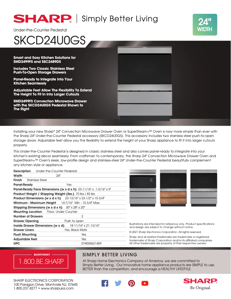 Página 1 del manual Ficha técnica Sharp SKCD24U0GS