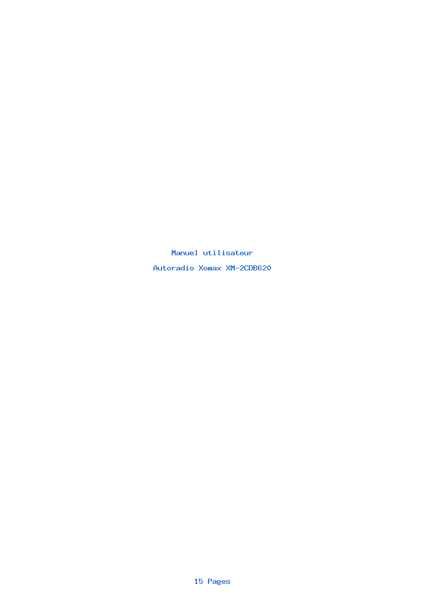 Page 1 de la notice Manuel utilisateur Xomax XM-2CDB620