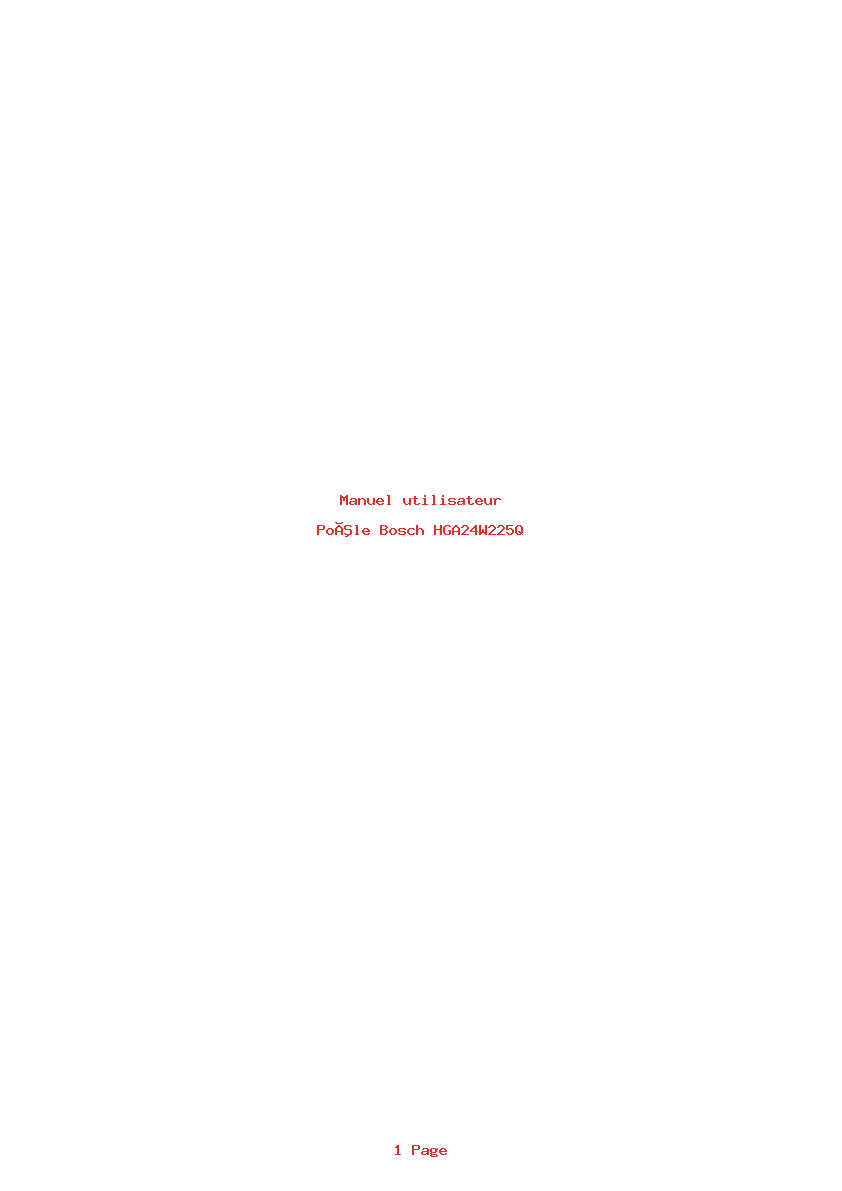 Page 1 de la notice Manuel utilisateur Bosch HGA24W225Q