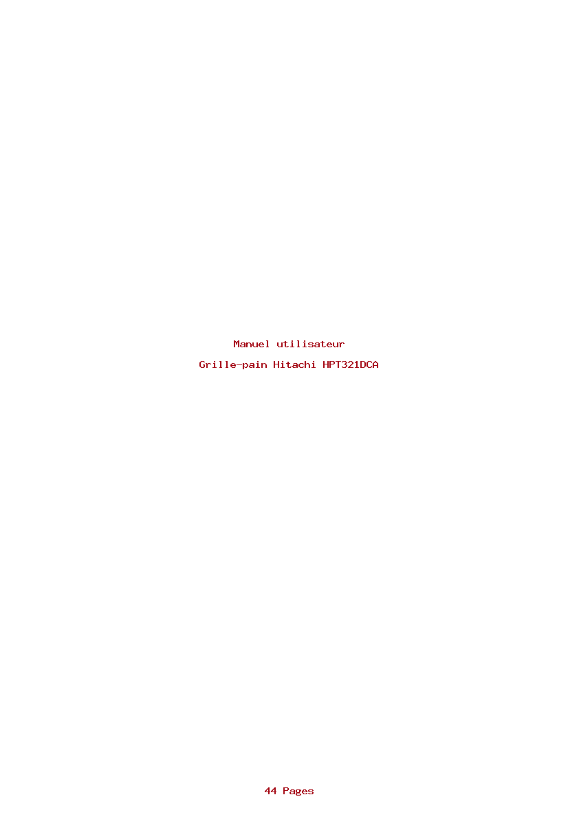 Page 1 de la notice Manuel utilisateur Hitachi HPT321DCA