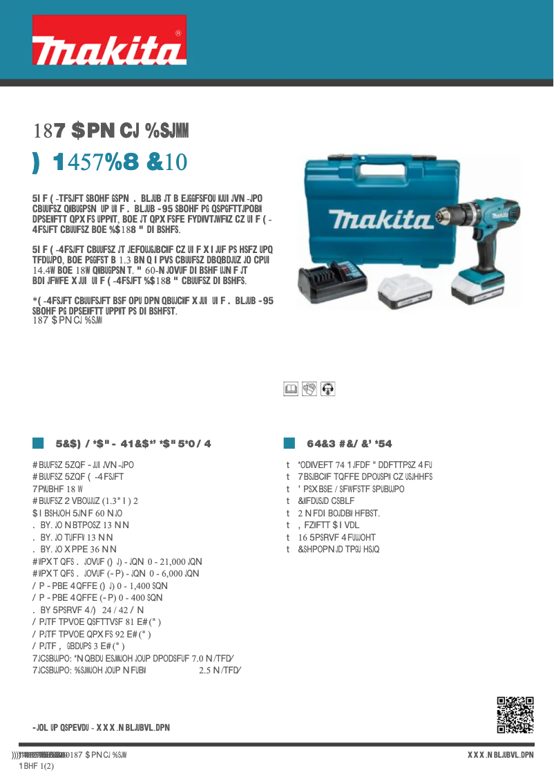 Page 1 de la notice Fiche technique Makita HP457D