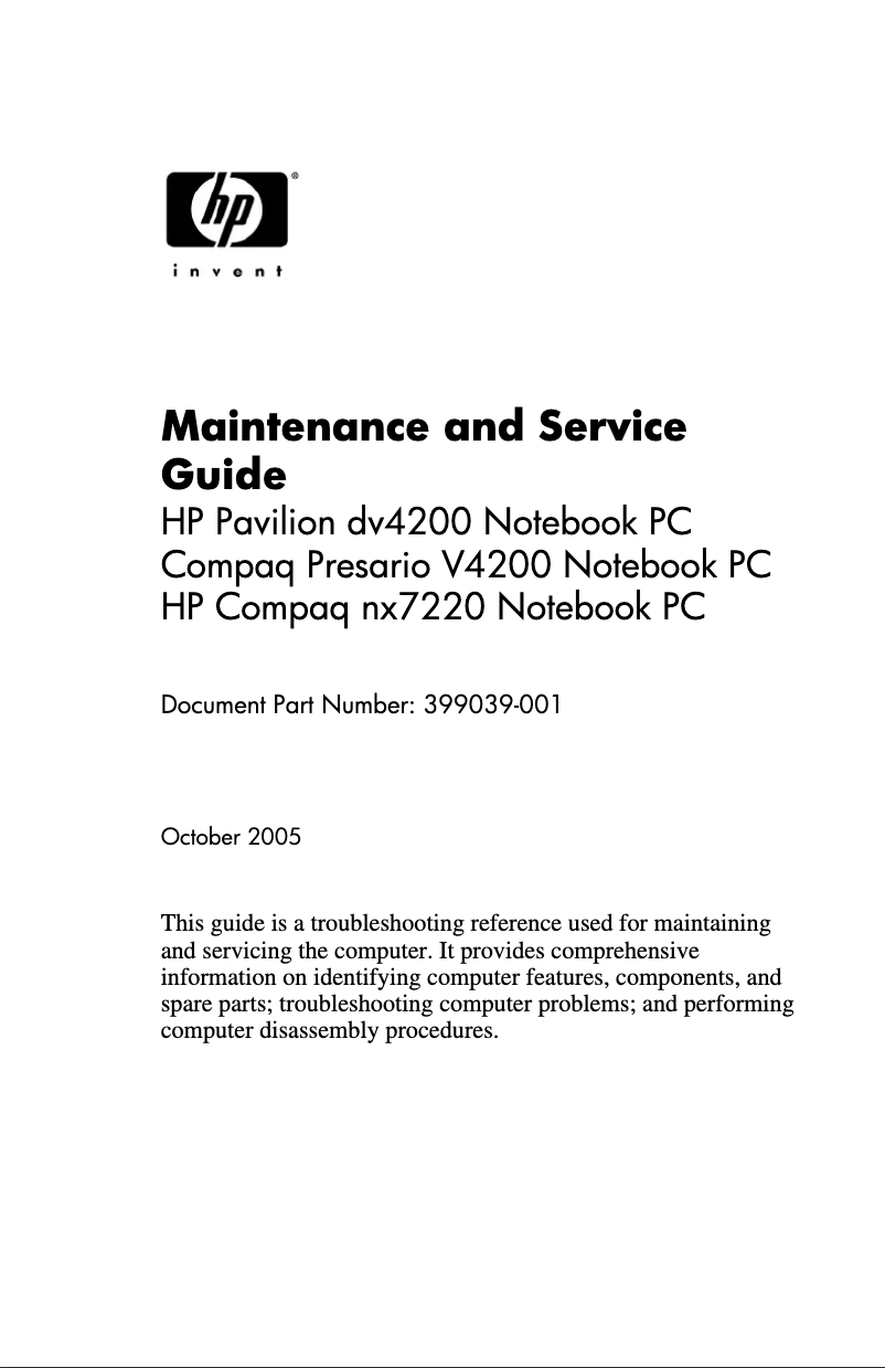 Página 1 del manual Manual de usuario HP Compaq nx7220