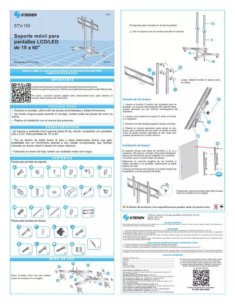 Page 1 of the manual User Manual Steren STV-150