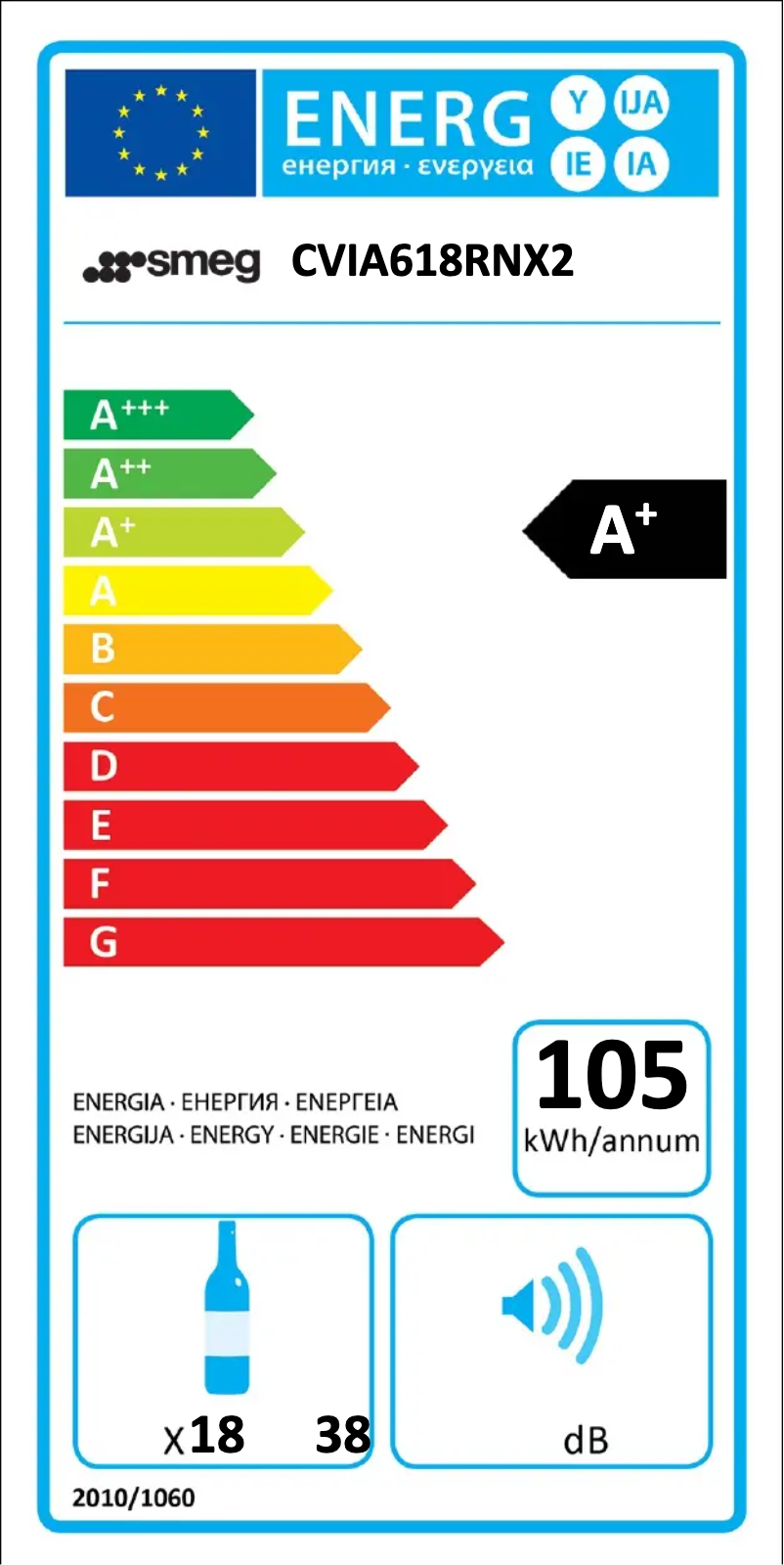Page 1 de la notice Label énergétique Smeg CVIA618RNX2