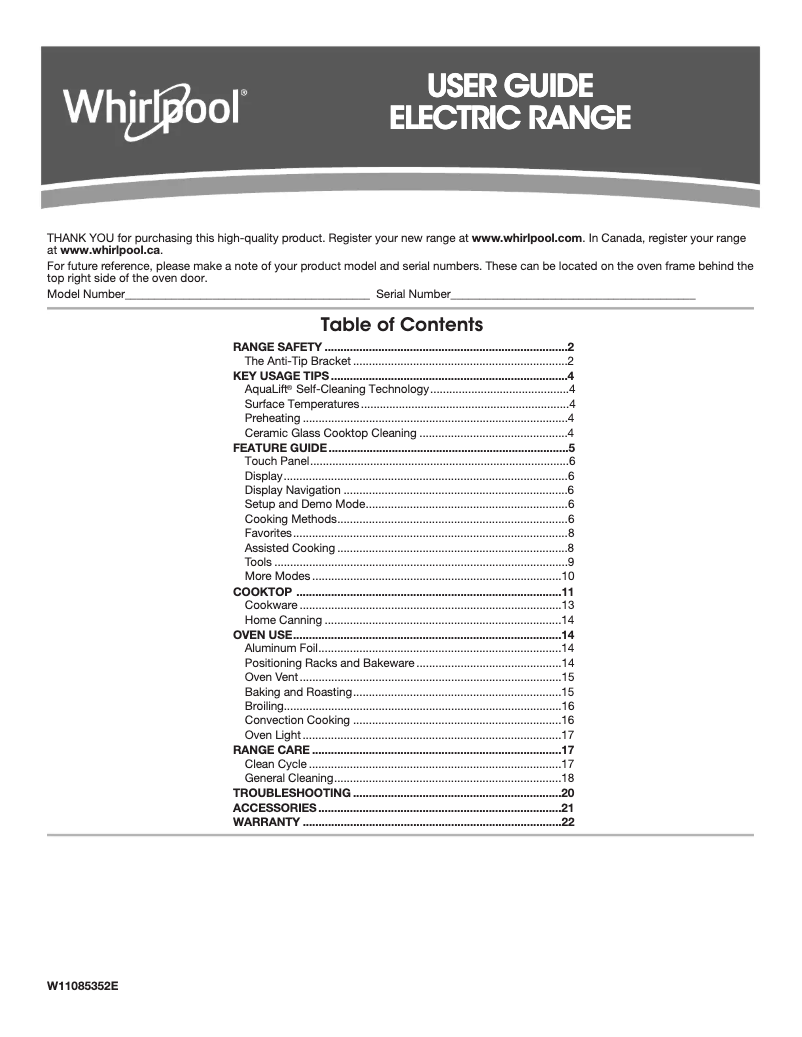 Page 1 of the manual User Manual Whirlpool WEE750H0HB