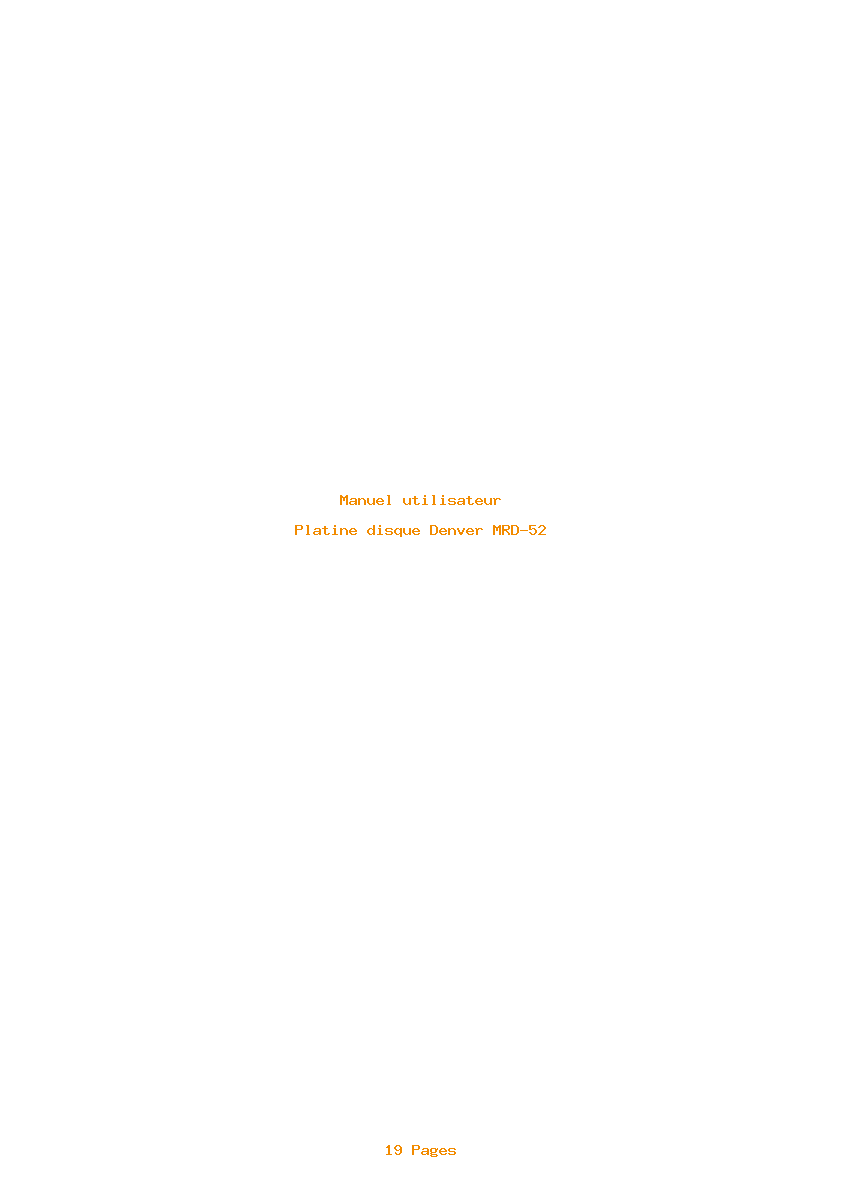 Page 1 de la notice Manuel utilisateur Denver MRD-52