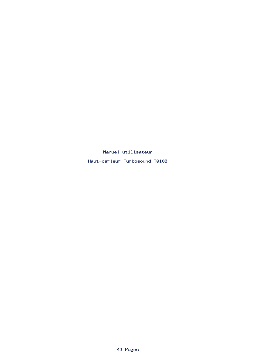 Page 1 de la notice Manuel utilisateur Turbosound TQ18B