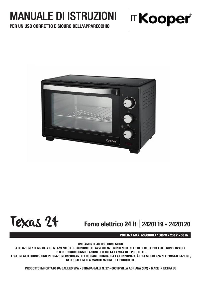 Page 1 of the manual User Manual Kooper 2420119