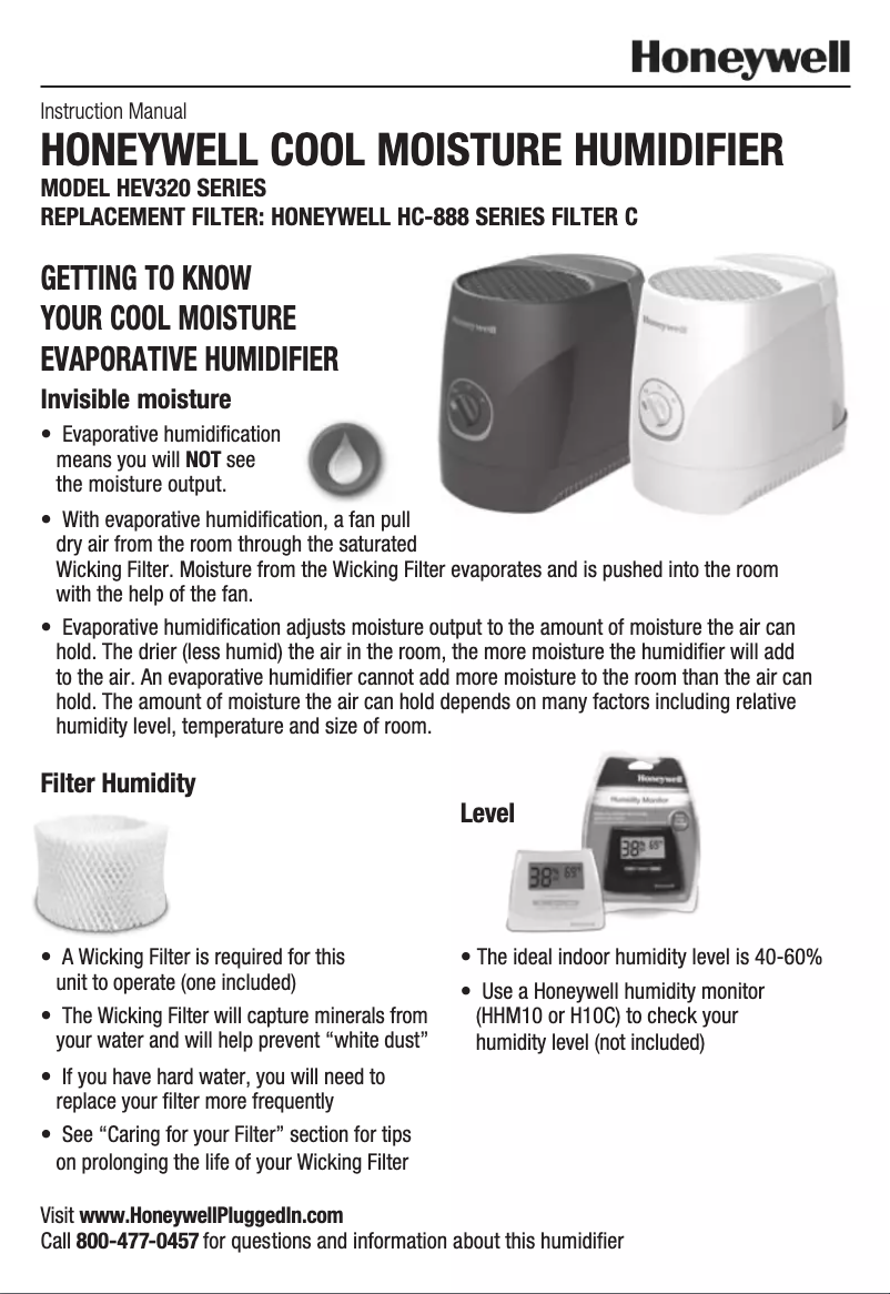 Page 1 de la notice Manuel utilisateur Honeywell HEV320W