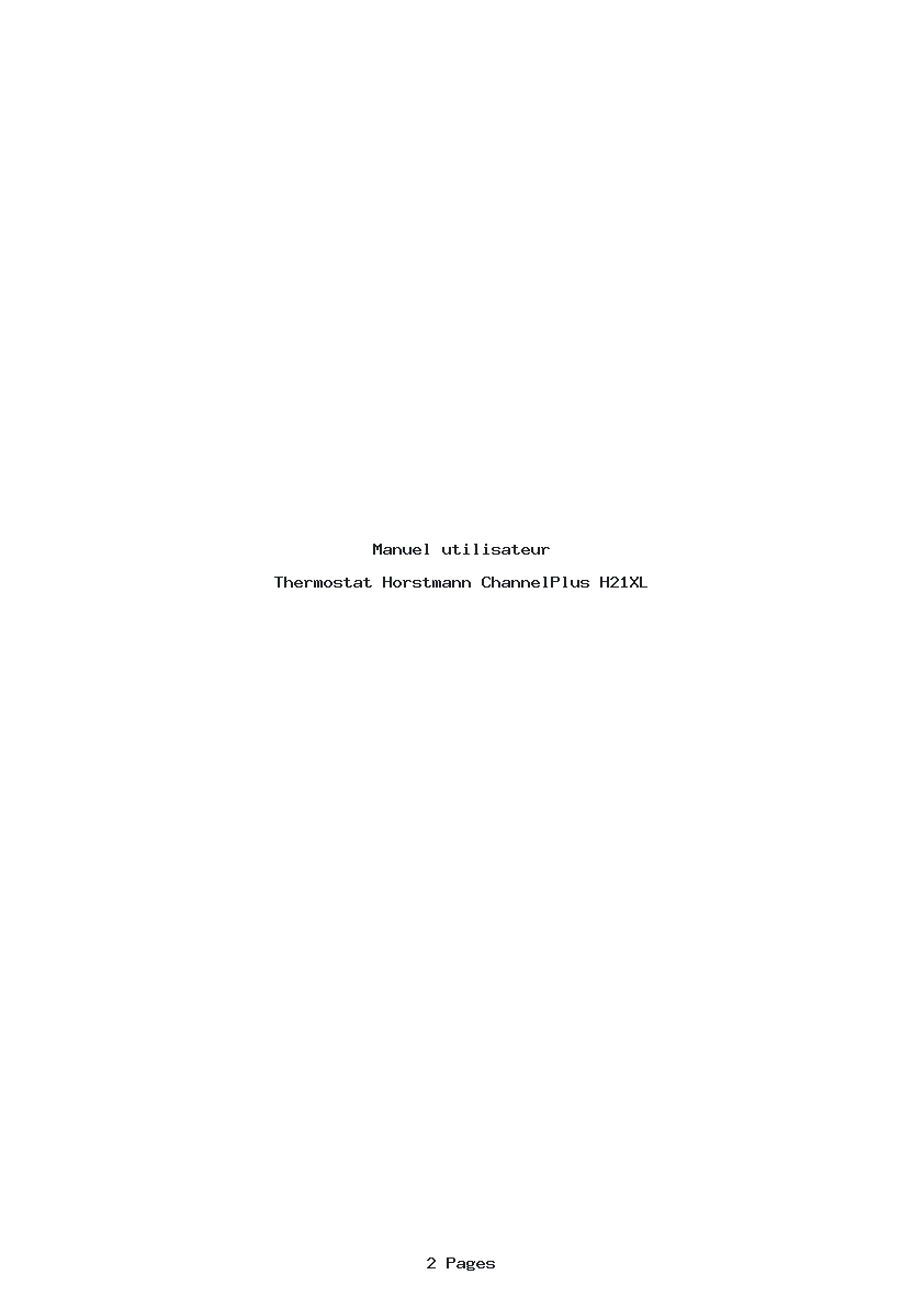 Page 1 de la notice Manuel utilisateur Horstmann ChannelPlus H21XL