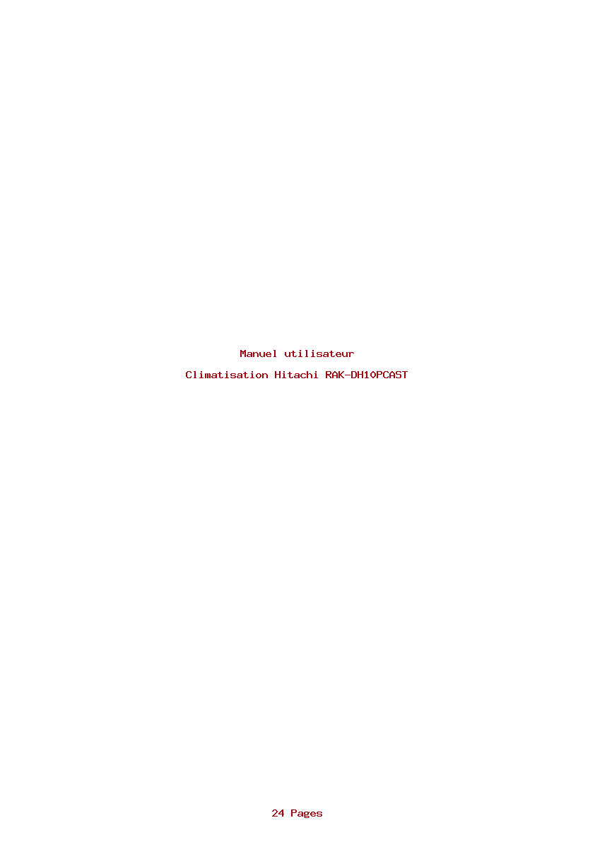 Page 1 de la notice Manuel utilisateur Hitachi RAK-DH10PCAST