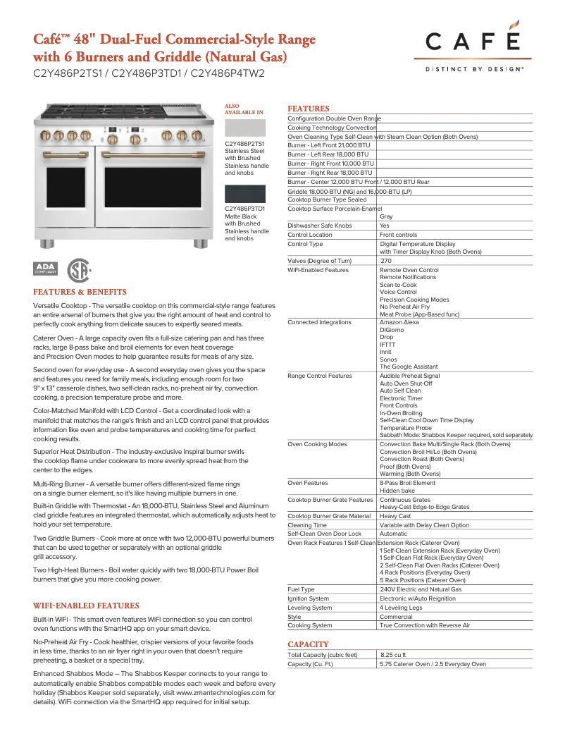 Página 1 del manual Ficha técnica GE C2Y486P4TW2
