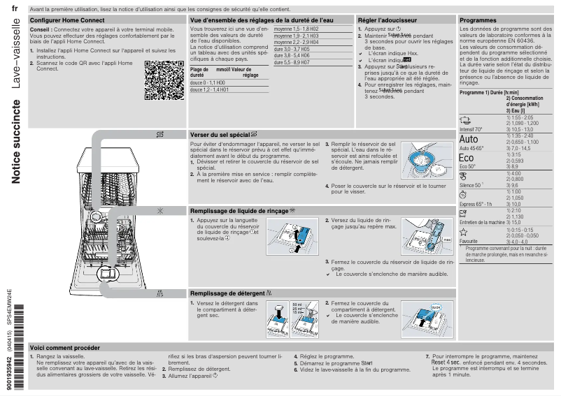 Page 1 de la notice Manuel utilisateur Bosch SPS4EMW24E