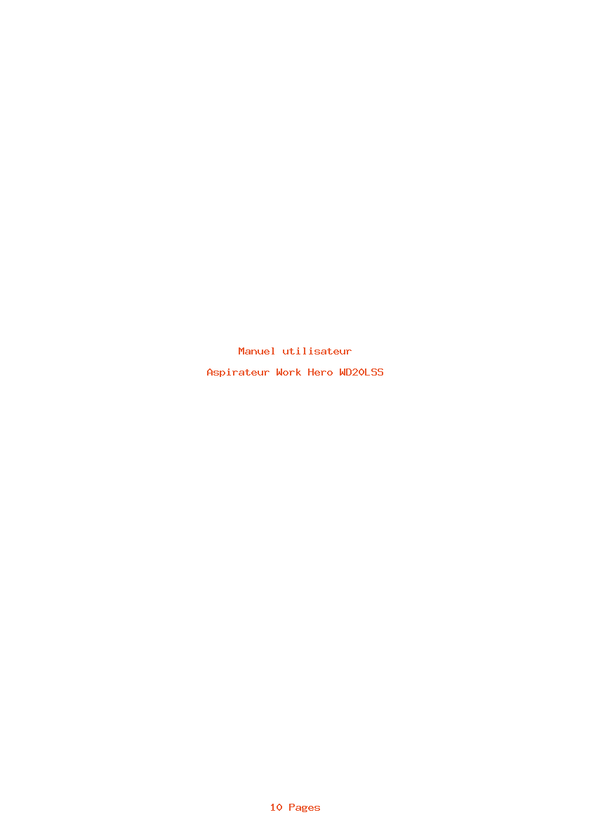 Page 1 de la notice Manuel utilisateur Work Hero WD20LSS