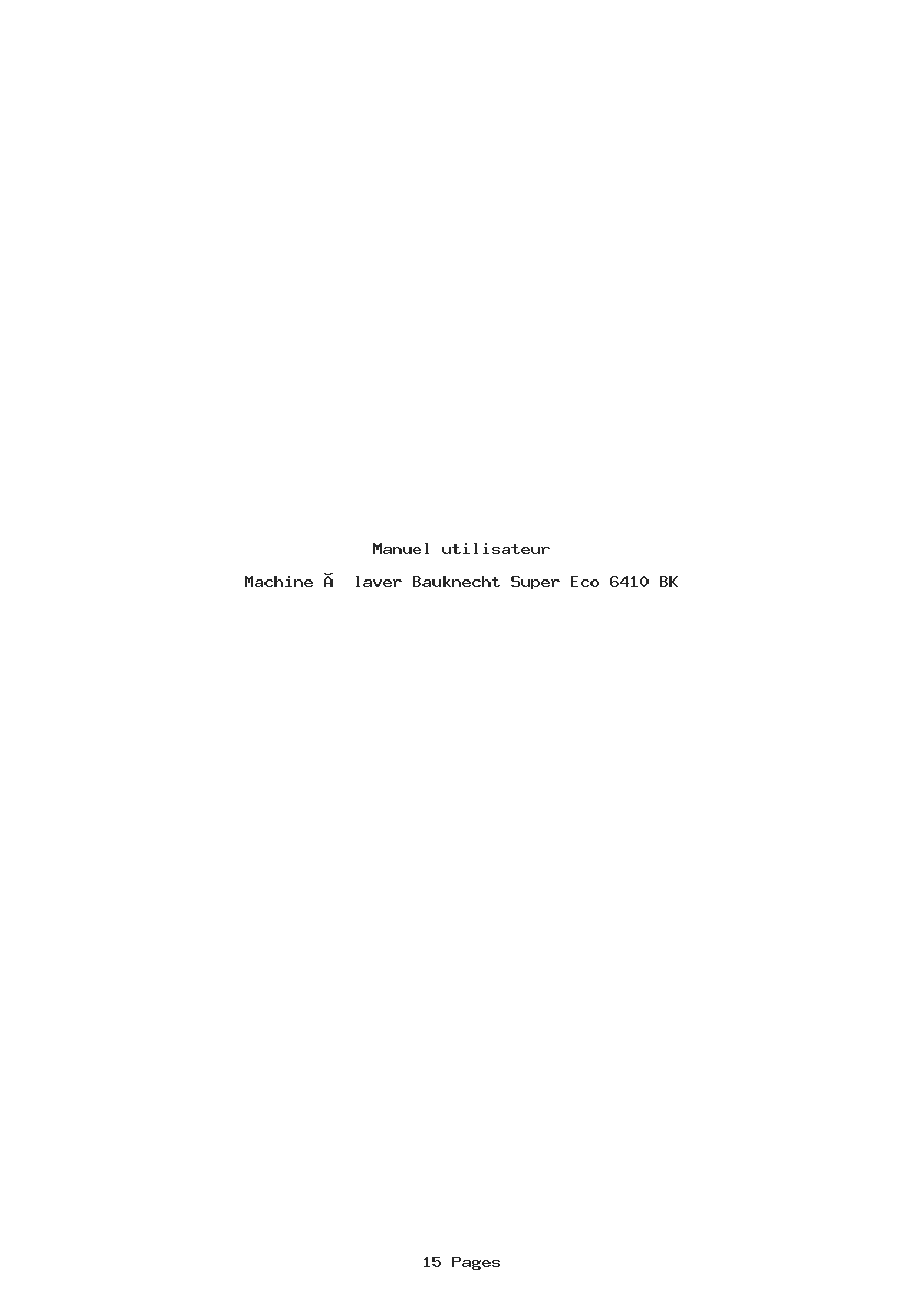 Page 1 de la notice Manuel utilisateur Bauknecht Super Eco 6410 BK