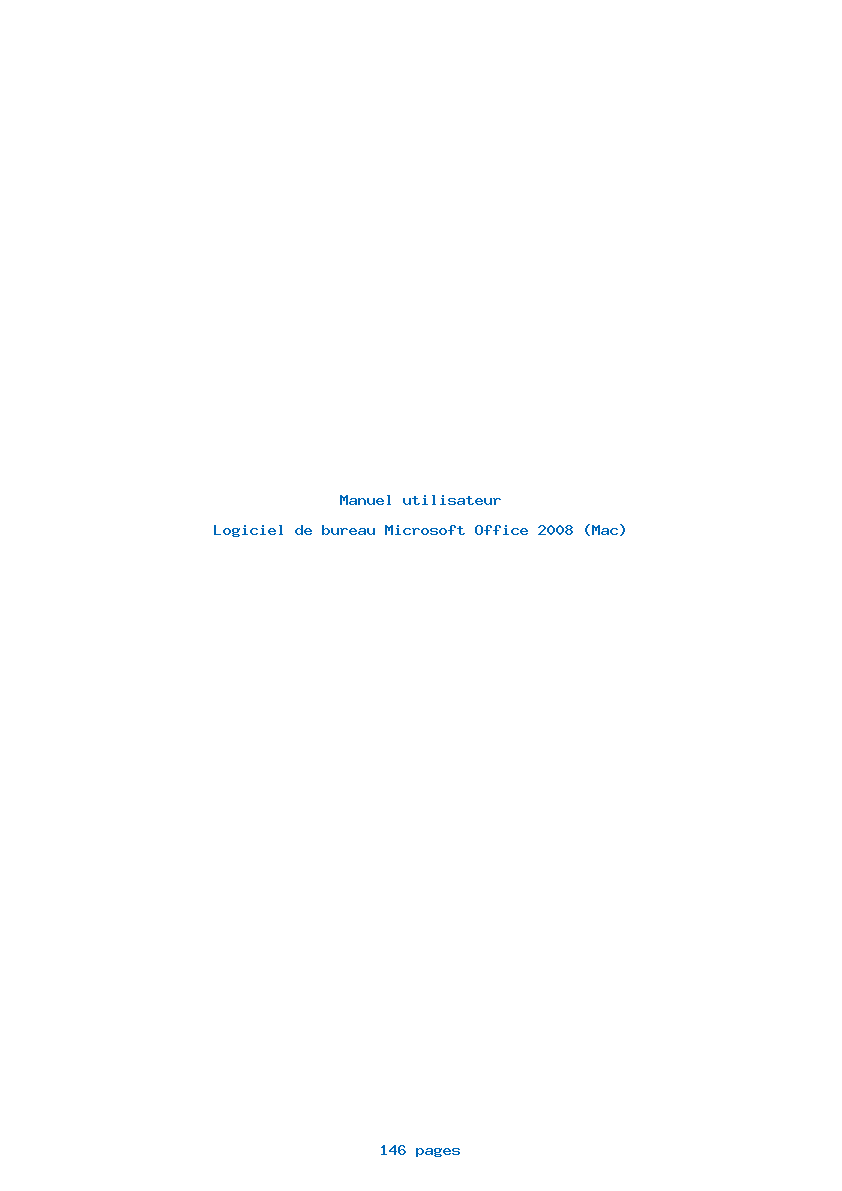 Page 1 de la notice Manuel utilisateur Microsoft Office 2008 (Mac)