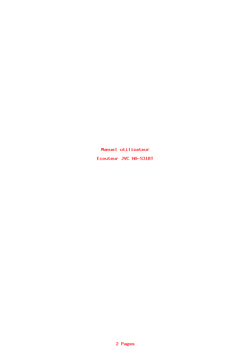 Page 1 de la notice Manuel utilisateur JVC HA-S31BT