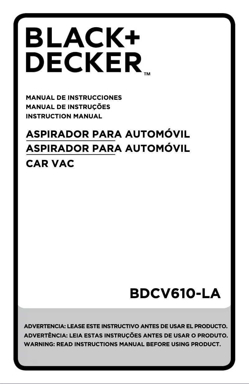 Page 1 de la notice Manuel utilisateur DeWalt BDCV610-LA