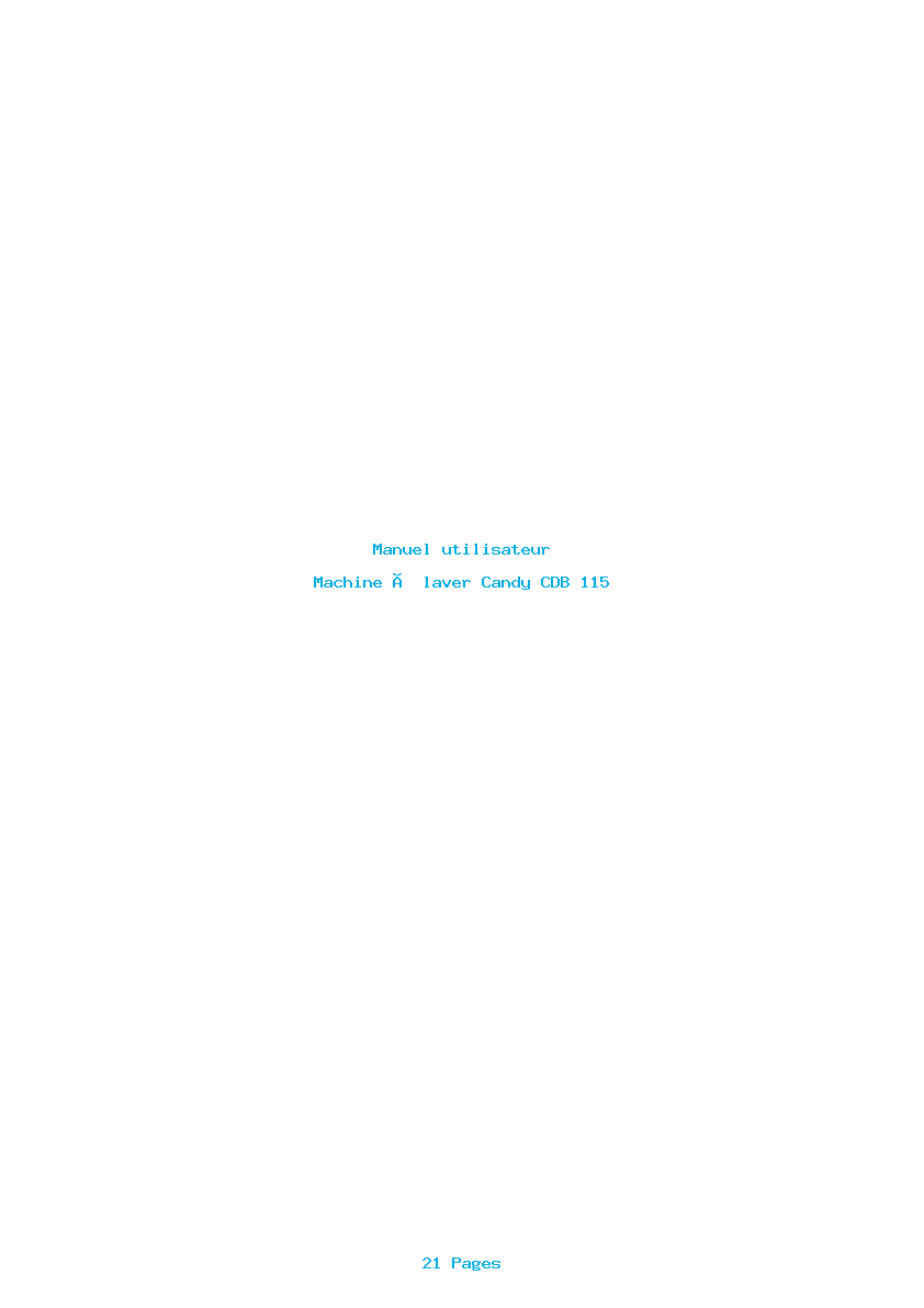 Page 1 de la notice Manuel utilisateur Candy CDB 115