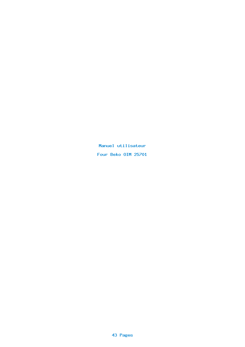 Page 1 de la notice Manuel utilisateur Beko OIM 25701