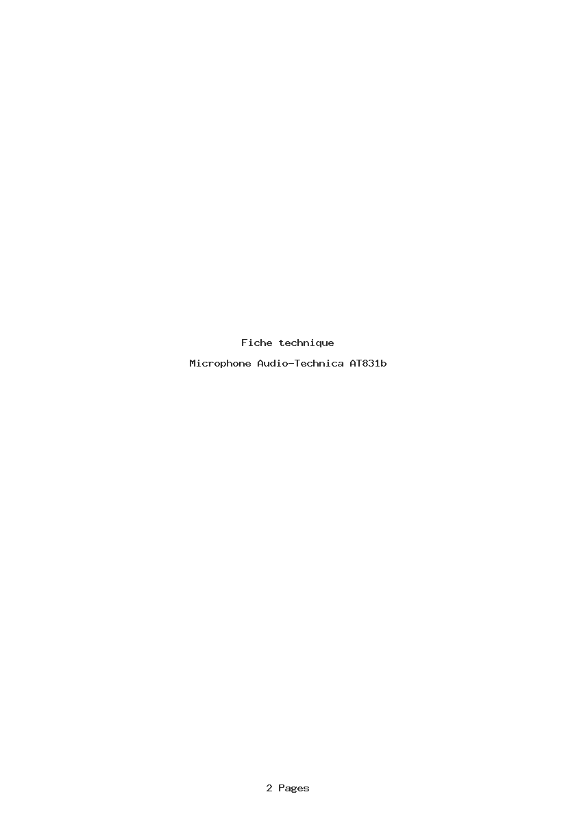 Page 1 de la notice Fiche technique Audio-Technica AT831b