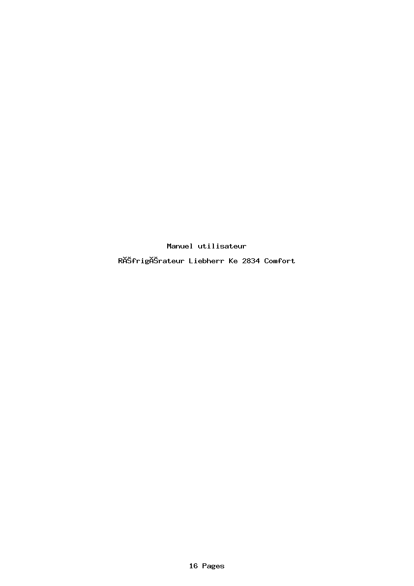 Page 1 de la notice Manuel utilisateur Liebherr Ke 2834 Comfort