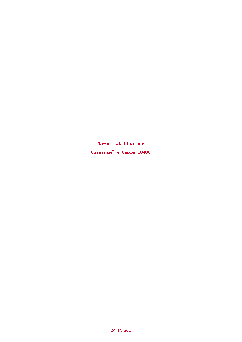 Page 1 de la notice Manuel utilisateur Caple C848G