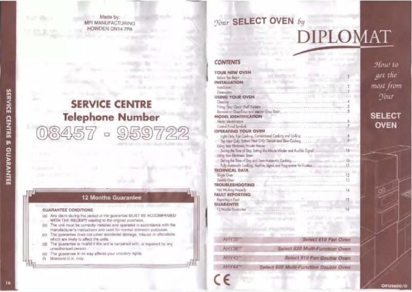 Page 1 de la notice Manuel utilisateur Diplomat Select AHY4301